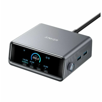 Alimentator retea Anker, Prime, 250W, PowerIQ 4.0, 4 x USB-C, 2 x USB-A, afisaj LCD 2.26 inch, argintiu, 
