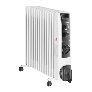 Calorifer electric cu ulei Heinner HOH-YV13BK, 2500 W, 13 elementi, ventilator 400W, protectie supraincalzire, termostat reglabil, alb