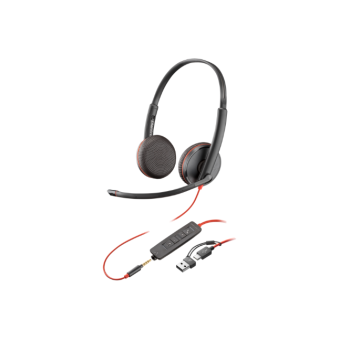 Casti HP Poly Blackwire 3225 Stereo USB-C Headset +3.5mm Plug +USB-C/A Adapter 8X229AA