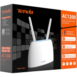Wireless Router Tenda, 4G09; 3G/4G LTE, AC1200; 802.11b/g/n,802.11ac; 2.4GHz:300Mbps, 5GHz:867Mbps, Two internal Wi-Fi antennas+Two external 3G/4G antennas, LTE CAT.6, 1 × 10/100/1000 Mbps LAN/WAN Port, 1 × 10/100/1000 Mbps LAN Port, 1 × 2FF SIM Card Slot