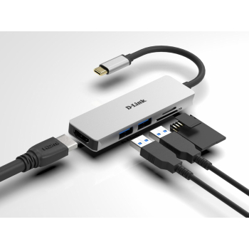 D-Link USB-C 5-PORT USB HUB+HDMI/WITH CARD READER DUB-M530