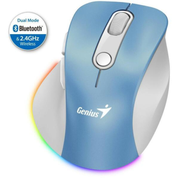 Mouse Genius, Ergo 9000S, PC sau NB, wireless, BT+2.4GHz, optic, 2400 dpi, butoane/scroll 6/1, albastru G-31030039401