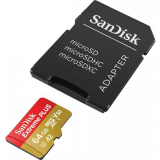 Card memorie SanDisk EXTREME PLUS MICROSDXC 64GB+SD/ADAPTER 200MB/S 90MB/S A2 C10 V3 SDSQXBU-064G-GN6MA
