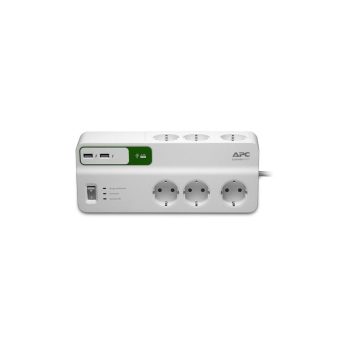 APC Essential SurgeArrest 6 outlets with 5V, 2.4A 2 port USB charger, 230V Germany PM6U-GR