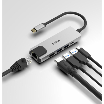 D-Link USB-C 5-PORT USB HUB+HDMI+LAN/WITH USB-C PD DUB-M520