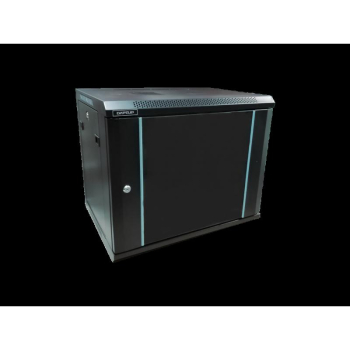 Rack DATEUP 19 9U 600x600, de perete, usa din sticla, panouri detasabile si securizate, dezasamblat capacitate 70kg, negru RAL9004, MP.6609.9001 