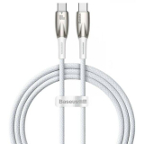 CABLU alimentare si date Baseus Glimmer, Fast Charging Data Cable pt. smartphone, USB Type-C la USB Type-C 100W, 1m, alb 