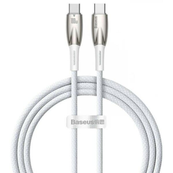 CABLU alimentare si date Baseus Glimmer, Fast Charging Data Cable pt. smartphone, USB Type-C la USB Type-C 100W, 1m, alb 