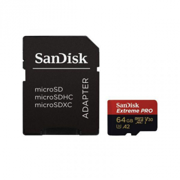 Card memorie SanDisk EXTREME MICROSDXC 64GB+SD/ADAPTER 170MB/S 80MB/S A2 C10 V3 SDSQXAH-064G-GN6MA