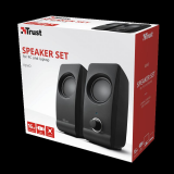 Boxe Stereo Trust Remo 2.0 Speaker Set  Specifications General Type of speaker 2.0 Height of main product (in mm) 175 mm Width of main product (in mm) 80 mm Depth of main product (in mm) 80 mm Total weight 600 g  Connectivity Connection type wired Cable l