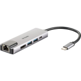 Hub USB D-Link USB-C 5-PORT USB HUB+HDMI+LAN/WITH USB-C PD DUB-M520