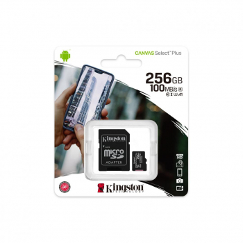Card de memorie MicroSD Kingston Canvas Select Plus, 256GB, 100/85MB/s, cu adaptor SDCS2/256GB
