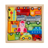 MomKi PUZZLE DIN LEMN CU MASINI, 12 PIESE MKT1078CGH1