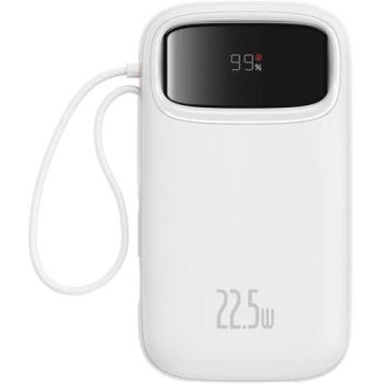 POWER BANK Baseus Qpow2, 20000mAh, 22.5W, 1 x USB; 1 x USB Type-C, 1 x Lightning, total 3A, include cablu USB Type-C 0.3m, alb, 