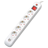 Prelungitor cu protectie Spacer 5 prize, 1.8m, 2xUSB, Spacer Externsion PP-5-18 USB