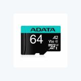 Micro Secure Digital Card ADATA 64Gb, AUSDX64GUI3V30SA2-RA1, Clasa 10, cu adaptor SD (pentru telefon)