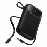 POWER BANK Baseus Qpow2, 10000mAh, 22.5W, 1 x USB; 1 x USB Type-C, 1 x Lightning, total 3A, include cablu USB Type-C 0.3m, negru, 