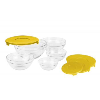 Vanora SET 5 BOLURI DE STICLA CU CAPAC, GALBEN VN- GB1401Y