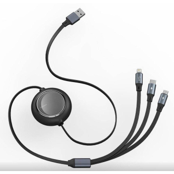 Cablu Baseus One-for-Three 1.1m negru CAMJ010001 Cablu Baseus One-for-Three 1.1m negru CAMJ010001