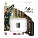 Card memorie Kingston 64GB MSDXC CANVAS GO PLUS 170R/A2 U3 V30 CARD + ADAPTER SDCG3/64GB