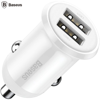 Incarcator auto Baseus Grain Pro, alb CCALLP-02