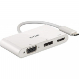 Docking Station D-Link USB-C 3-PORT VIDEO ADAPTER/HDMI + DISPLAYPORT + VGA DUB-V310