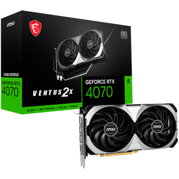Placa video PLACI VIDEO MSI Nvidia GeForce RTX 4070 VENTUS 2X E 12G OC (12GB GDDR6X/192bit, PCI Express Gen 4, 3xDP, 1xHDMI, 1x 8-pin, Recommended PSU 650W) RTX 4070 VENTUS 2X E 12G OC 