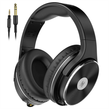 Casca OneOdio cu fir detasabil, tip over ear, utilizare profesionala, DJ, multimedia, conectare prin Jack 3.5 mm | Jack 6.35 mm, difuzor 50 mm, impedanta 32 Ohm, negru, Studio-HiFi (timbru verde 0.8 