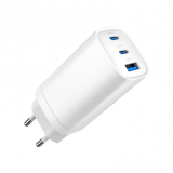 ALIMENTATOR retea 220V GEMBIRD, universal, 2 x USB Type-C 3.25A PD 65W, 1 x USB-A 3.0 maxim 2.25A QC 27W, alb, TA-UC-PDQC65-01-W (timbru verde 0.18 lei) 