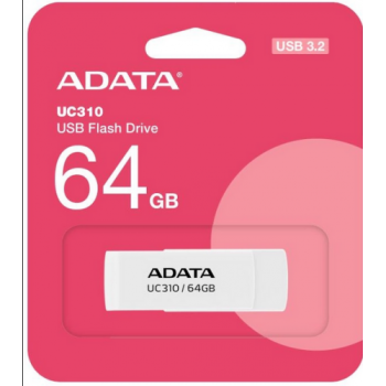 MEMORIE USB 3.2 ADATA 64 GB, protectie slide laterala, carcasa plastic, alb, UC310-64G-RWH (timbru verde 0.03 lei) 