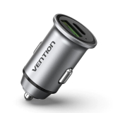 ALIMENTATOR SmartPhone Auto Vention Two-Port USB A+C(18/20) Car Charger Gray Mini Style Aluminium Alloy Type, FFBH0 (timbru verde 0.18 lei) 
