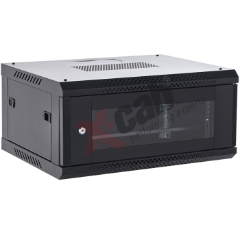 Rack Cabinet metalic de perete 19, tip rack wallmount, 4U 600x450 mm, Xcab Negru XCAB-4U45S.9004