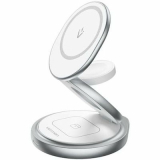 Statie incarcare wireless 3in1 Vention, MagSafe, telefon 15W, ceas 2.5W, casti 3W, fast charge, pliabil, magnetic, 1 x USB-C incarcare, argintiu, Statie incarcare wireless 3in1 Vention, MagSafe, telefon 15W, ceas 2.5W, casti 3W, fast charge, pliabil, magnetic, 1 x USB-C incarcare, argintiu,