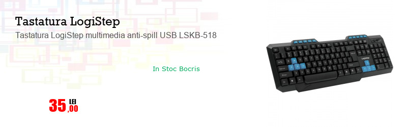Tastatura LogiStep multimedia anti-spill USB LSKB-518