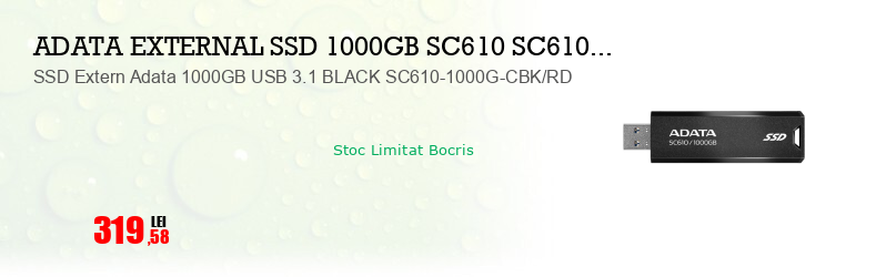 SSD Extern Adata 1000GB USB 3.1 BLACK SC610-1000G-CBK/RD