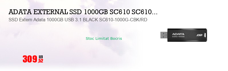 SSD Extern Adata 1000GB USB 3.1 BLACK SC610-1000G-CBK/RD