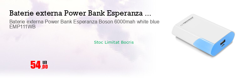 Baterie externa Power Bank Esperanza Boson 6000mah white blue EMP111WB