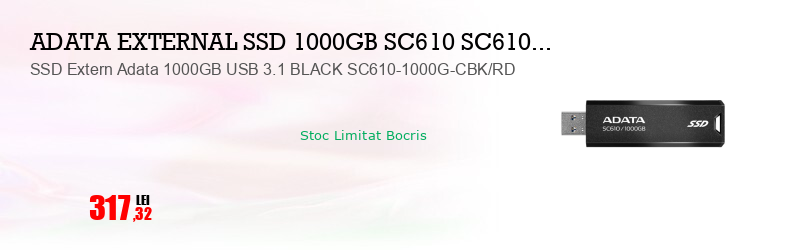 SSD Extern Adata 1000GB USB 3.1 BLACK SC610-1000G-CBK/RD