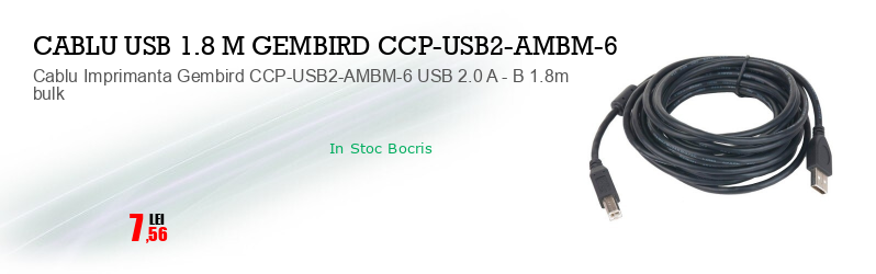 Cablu Imprimanta Gembird CCP-USB2-AMBM-6 USB 2.0 A - B 1.8m bulk