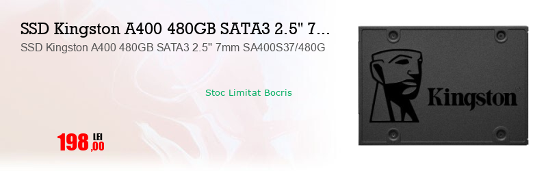 SSD Kingston A400 480GB SATA3 2.5'' 7mm SA400S37/480G