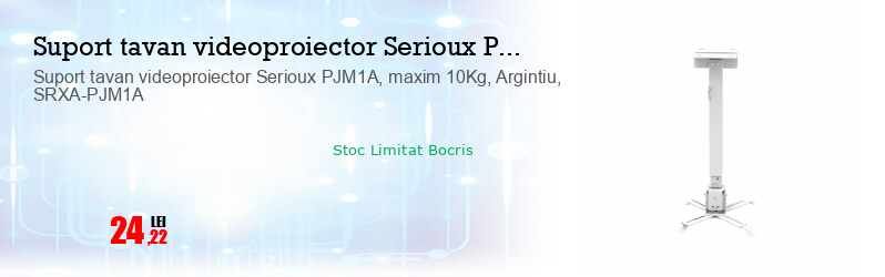 Suport tavan videoproiector Serioux PJM1A, maxim 10Kg, Argintiu, SRXA-PJM1A  
