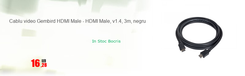 Cablu video Gembird HDMI Male - HDMI Male, v1.4, 3m, negru