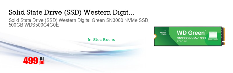 Solid State Drive (SSD) Western Digital Green SN3000 NVMe SSD, 500GB WDS500G4G0E