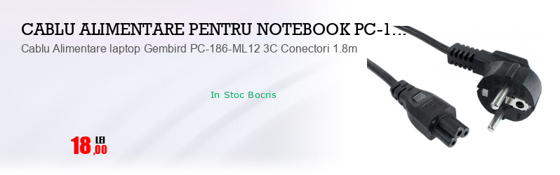 Cablu Alimentare laptop Gembird PC-186-ML12 3C Conectori 1.8m