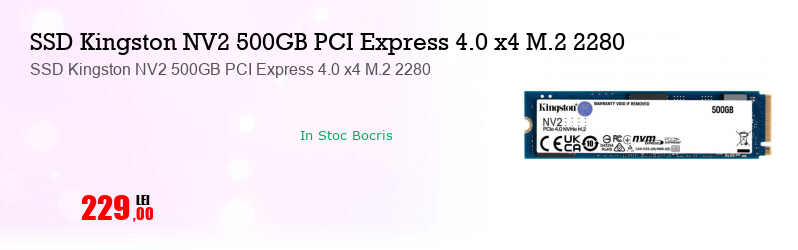 SSD Kingston NV2 500GB PCI Express 4.0 x4 M.2 2280