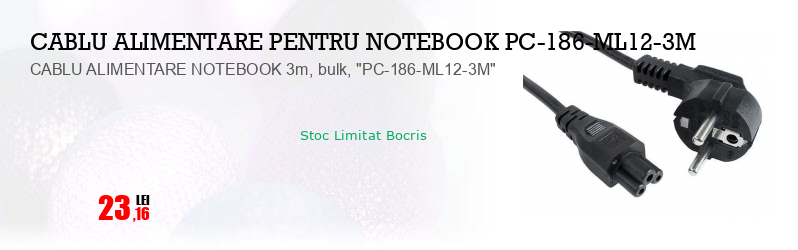CABLU ALIMENTARE NOTEBOOK 3m, bulk, "PC-186-ML12-3M"