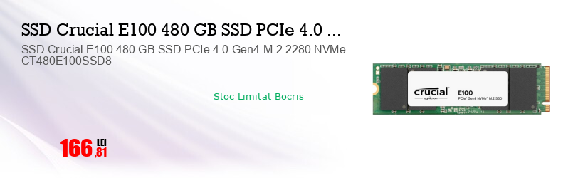 SSD Crucial E100 480 GB SSD PCIe 4.0 Gen4 M.2 2280 NVMe CT480E100SSD8
