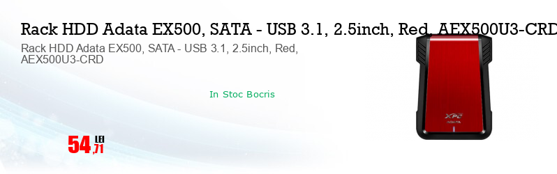 Rack HDD Adata EX500, SATA - USB 3.1, 2.5inch, Red, AEX500U3-CRD