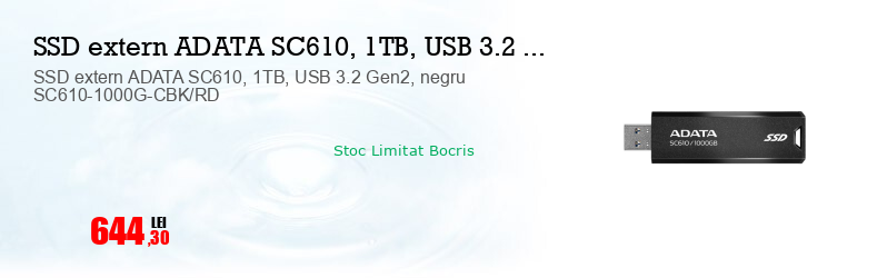 SSD extern ADATA SC610, 1TB, USB 3.2 Gen2, negru SC610-1000G-CBK/RD