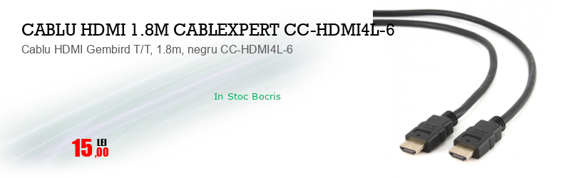 Cablu HDMI Gembird T/T, 1.8m, negru CC-HDMI4L-6